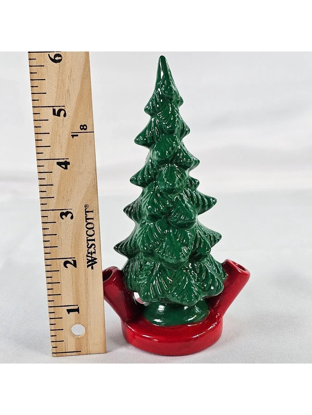 Vintage Ceramic Christmas Trees Green Red Holiday Decor